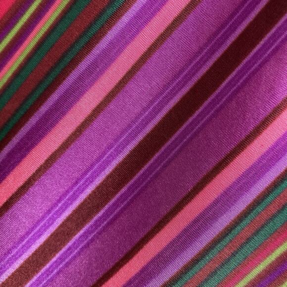 Vintage Helen Wang Women's Purple Red Stripe Midi V Neck Dress Size M Mod Groovy - Picture 12 of 12